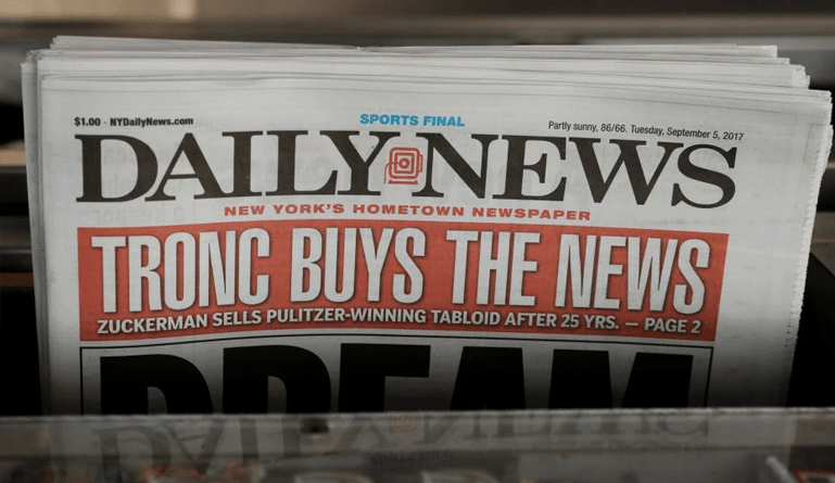 Tronc to Purchase NY Daily News for No Bucks