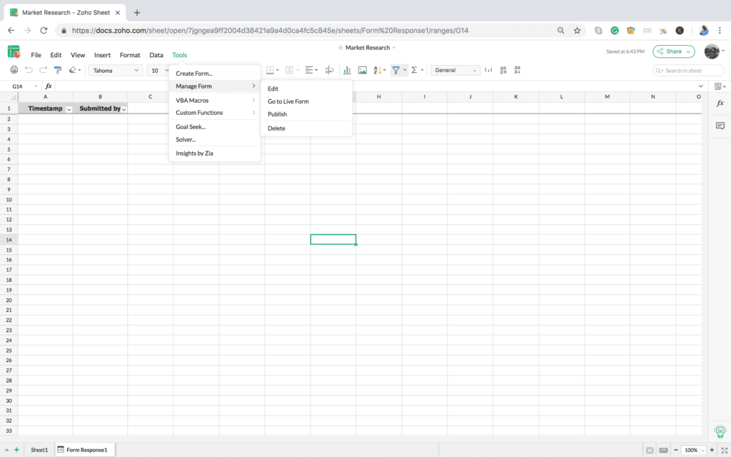 Zoho Modified sheet